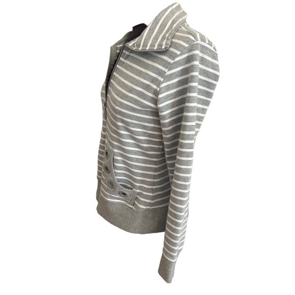 Coral Bay Energy Women's Gray & White Striped Zip-Up Jacket PS - Picture 2 of 8